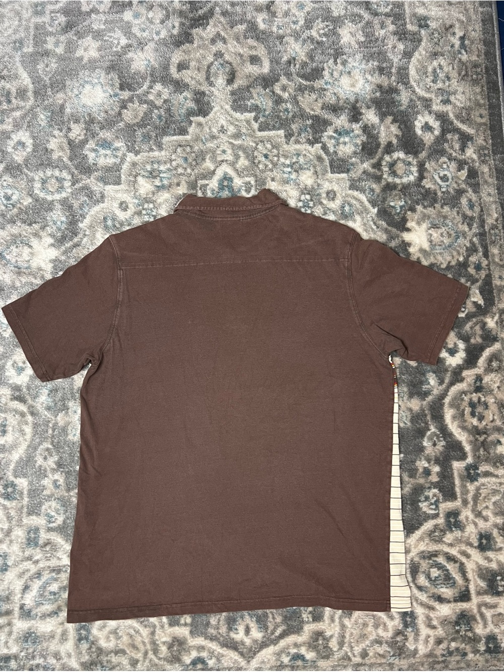 Summer Style Oakley Brown & Cream Striped Polo with Multicolor Chest Band - Picture 6 of 7